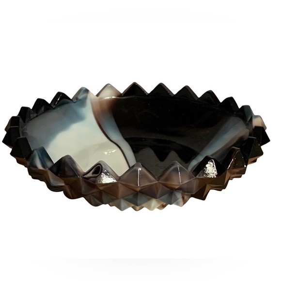 Other - Late 1800’s Black & White Slag Glass Candy Dish with tones of purple and blue